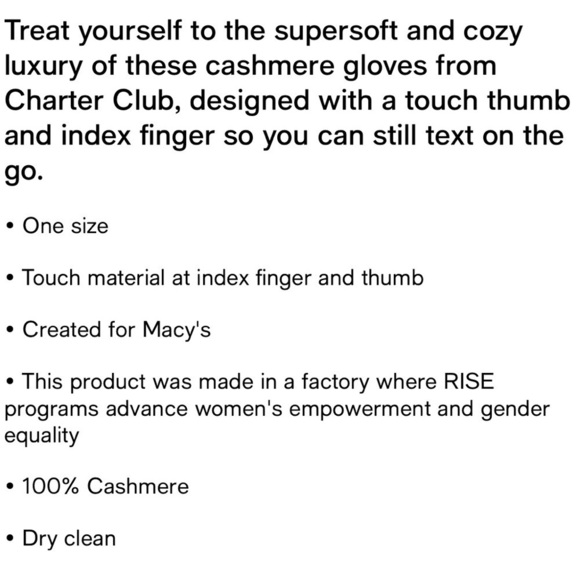 Charter Club Women's Cashmere Touch Gloves, Created for Macy's gray winter fall - Picture 2 of 10